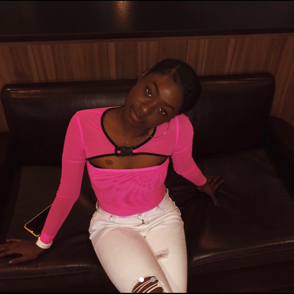 neon pink bodysuit